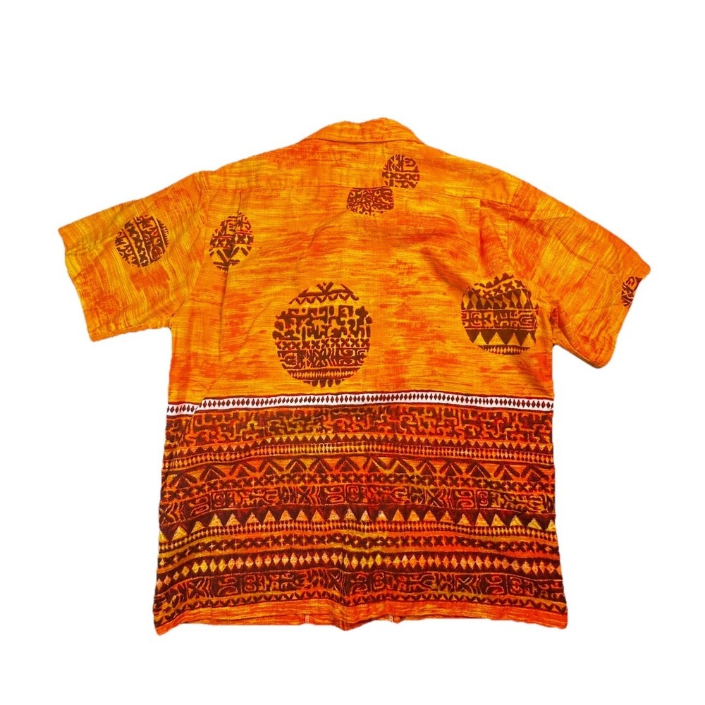 VTG Mo Bettah Hawaii Mens L Orange Hawaiian Aloha Shirt Tiki Tribal 100% Cotton - Picture 3 of 5